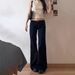 Black Micro-flared Jeans For Women, 2025 Summer New High Street Low-waist Petite Non-tight-fitting Bootcut Floor-length_mkmklike.com