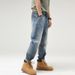 Men's Clothing Retro Street Trend Large Size Jeans For Men, Loose Slimming Straight Casual Distressed Jeans_mkmklike.com