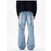 Men's Clothing Men's Retro Graffiti Hand-Painted Jeans – Loose Straight-Leg Hip-Hop Streetwear Pants With Artistic Print & Premium Drape_mkmklike.com