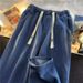 Men's Clothing New Style Drawstring Elastic Wide Leg Trousers Loose High Street Straight Trousers Ins Trendy Casual Trousers_mkmklike.com