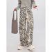 Cleanfit Design Striped Color Blocked Zebra Print Jeans Casual Straight Pants for Men And Women mid Waist Blue Long Jeans_mkmklike.com