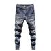 Men's High Street Skinny Jeans Trendy American Style Patchwork Design Elastic Slim Fit Trousers for Autumn And Winter 2024_mkmklike.com