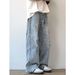 High Waist Sparkling Rhinestone Tie-Dyed Jeans Casual Slimming Straight Leg Wide Leg Pants For Men And Women Versatile Spring Style_mkmklike.com