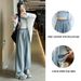Retro High Waist Straight Leg Tencel Denim Jeans for Women Summer Style Loose Thin Wide Leg Yamamoto Pants_mkmklike.com