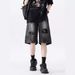 Men's Clothing Ripped Denim Shorts Washed High Street Vibe Loose Casual Shorts_mkmklike.com