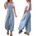Women's Fashion Casual Loose Wide Leg Denim Overalls Jeans_mkmklike.com