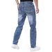 Men's Blue Stretch Skinny Jeans Embroidered Slim Fit Heavy Duty Straight Leg Trousers Fashionable Casual Denim_mkmklike.com