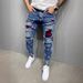 Men's Distressed Skinny Stretch Jeans Patchwork Testing Small Order Customization Denim_mkmklike.com
