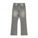 Street Fashion Niche Design Patchwork Distressed Denim Men's Frayed Flared Pants Vintage Hip Hop Punk_mkmklike.com