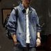 Large Size Men's Clothing New Ruffian Handsome Denim Shirt Men's Trendy Brand Plus Fat Plus Size Loose Fat Long Sleeve Shirt Men's Thin_mkmklike.com