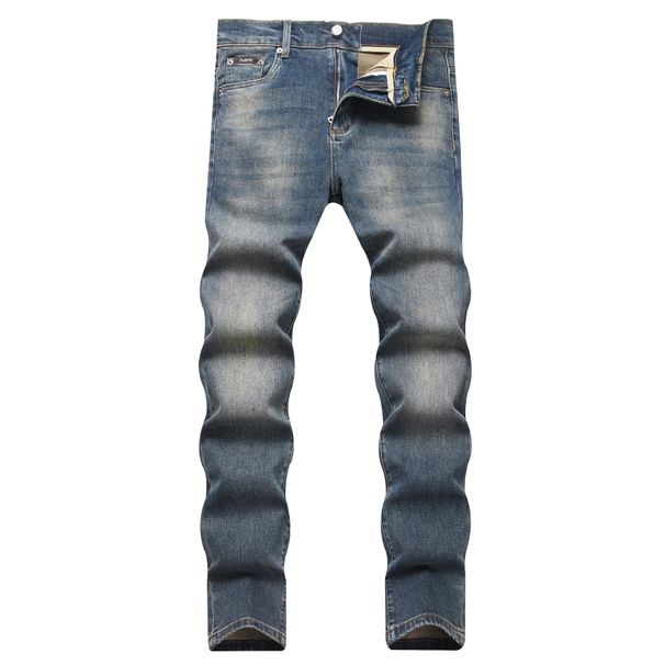 Spot Men's Retro Slim Fit Stretch Jeans Trendy Straight Leg Trousers Versatile Classic Style_mkmklike.com