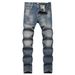 Spot Men's Retro Slim Fit Stretch Jeans Trendy Straight Leg Trousers Versatile Classic Style_mkmklike.com