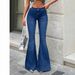 Stretch High Waist Flared Jeans For Women - Retro Blue Denim Pants With Slim Bootcut Fit_mkmklike.com