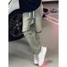 High Street Design, Niche Knee Zipper Jeans, Men's And Women's Loose Yellow Mud Color Drawstring Straight Leg Slimming_mkmklike.com