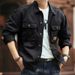 High-end Tooling Jacket Men's Spring And Autumn Trendy Brand Loose American Retro Lapel Jacket Casual Ruffian Handsome Denim_mkmklike.com