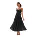 Women's Clothing spliced sling long backless lace up big swing dress with lining_mkmklike.com