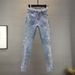 European Station New Heavy Duty Casual High Waist Slim Hot Brick Slim All Match Straight Nine Point Jeans Women's Trend_mkmklike.com