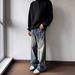 Men's Vintage Washed Blue Jeans – High Street Clean Fit, Straight-Leg With Slight Flare, Retro Distressed Denim (S-XXXL, Mid-Rise, 60% Cotton)_mkmklike.com
