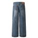 Men's Jeans Washed Distressed Vintage American High Street Design Rivet Decoration Loose Wide-Leg Straight Long Pants_mkmklike.com