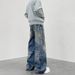 Women's Clothing 3D Printed Straight Loose Ink Splashed Print High Distressed Jeans_mkmklike.com