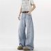 Men's Baggy Distressed Jeans - Vintage Washed High Street Cargo Pants With Ripped Details & Wide Leg (Light Blue, Retro Blue)_mkmklike.com