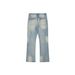 Vintage Ice Blue Cream Washed Jeans – Relaxed Fit Cat Whisker Distressed Flared Denim Pants (S/M/L/Xl)_mkmklike.com