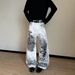 Men's Retro Hip-Hop Jeans With Musical Note Print - High Street Loose Fit Denim Pants For Casual Wear_mkmklike.com