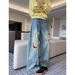 Men's Retro Embroidered Straight Leg Jeans Loose Fit American High Street Style Trendy Cool Deconstructed Trousers_mkmklike.com