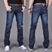 Men's Slim Fit Washed Denim Jeans – Straight Leg, Mid-Rise, Polyester Blend (Stretch Comfort, 9 Sizes, Dark Blue)_mkmklike.com