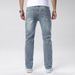 Men's Slim Fit Stretch Jeans - Light Blue Stretch Denim Pants With Hand-Rubbed Finish, Comfortable Cotton Blend, Straight Leg For All-Season Wear_mkmklike.com