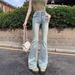 Retro Hong Kong Style Stretch Flared Jeans For Women 2025 New Model Petite High-Waisted Slim Fit Versatile Plus Size_mkmklike.com