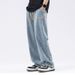 Solid Color Jeans Thin Loose Straight Trendy Brand Casual Wide-Leg Pants Men Summer Trousers_mkmklike.com