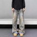 Vintage Washed Distressed Wide-Leg Jeans – 90s Retro Straight Fit Denim Pants For Men (Light Blue)_mkmklike.com