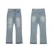 Men's Clothing Trendy Brand Washed Old Loose Hole Cleanfit Jeans_mkmklike.com