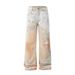 Men's Color Gradient Jeans Distressed Spray Paint Graffiti Loose Straight Leg Wide Leg Trendy Casual Pants_mkmklike.com