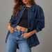 Women's Oversized Boyfriend Style Denim Jacket Long Sleeve Two Piece Design For European And American Markets Suitable_mkmklike.com