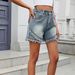 Women's Clothing Summer New Washed Casual Denim Rivet Raw Edge Shorts_mkmklike.com