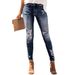 Women's Clothing Summer New Hole Elastic Slim Fit Jeans Women_mkmklike.com