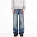 Design Sense: Lightning Patterned Jeans For Men In Spring And Summer, Washed With American Style, Slightly Flared Pants,_mkmklike.com
