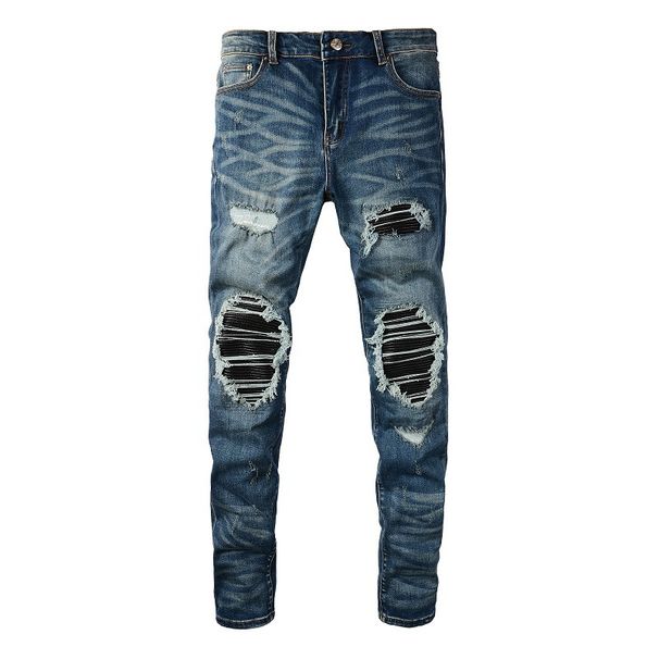 American High Street Trendy Jeans Trendy Brand Men's Ripped Patch Beggar Jeans Men's Jeans 612_mkmklike.com