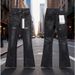 Unisex Y2K High-Rise Flared Jeans, Black-Grey Fade, White Splatter & Scratches, Breathable Summer_mkmklike.com