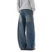 American Style Splicing Curved Knife Jeans For Men, Loose Leg, Bulky And Handsome, Oversized Deconstruction Of Wide Leg_mkmklike.com