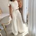 Women's Fashion Solid Color Single Room Petal Sleeve High Waist Temperament Pants Suit For Women_mkmklike.com