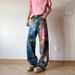 American Retro Washed Ink Splashing Oil Painting Palette Jeans Men's 2025 Spring Digital 3D Color Printing Floor Mopping Trousers_mkmklike.com