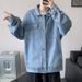 Washed Denim Men's European And American Hiphop Trendy Brand High Street Lapel Jacket Loose Multi-Pocket Workwear Top_mkmklike.com