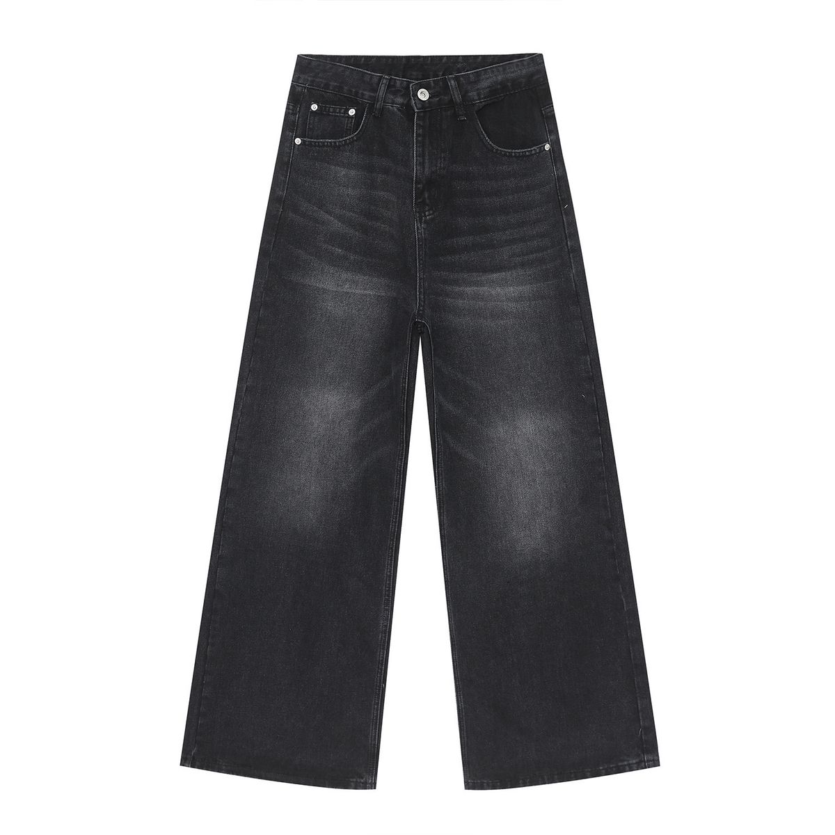 EF JEANS | 2024 New High Street Retro Old Wide Leg Pants Mopping Jeans Tide Straight Loose Black Grey_mkmklike.com