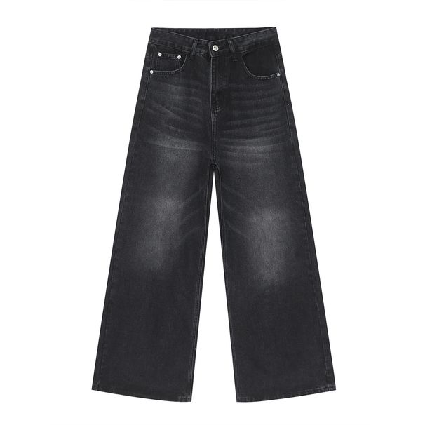 EF JEANS | 2024 New High Street Retro Old Wide Leg Pants Mopping Jeans Tide Straight Loose Black Grey_mkmklike.com