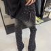 Men's Rhinestone Jeans – Distressed Stretch Denim Pants With Flared Hem & Punk Rock Edge (S-3XL, Black/Blue Star Embellished)_mkmklike.com