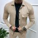 Cross-Border Autumn Casual Men's Heavyweight Twill Turn-Down Collar Long Sleeve Top European And American_mkmklike.com