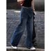 plus Size High-Waisted Slimming Denim Jeans Retro Style 2025 Autumn New Fashion Casual Wide Leg Long Pants for Women_mkmklike.com